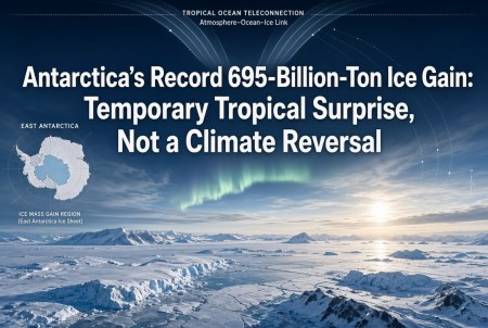 Antarctica’s Record 695-Billion-Ton Ice Gain: Temporary Tropical Surprise, Not a Climate Reversal