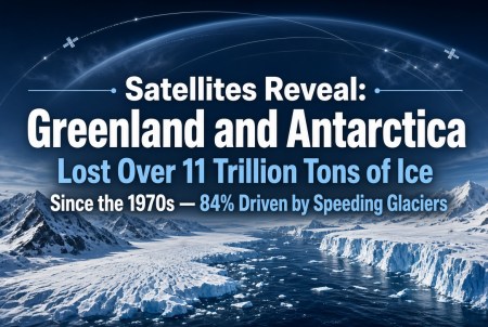 Satellites Reveal: Greenland and Antarctica Lost Over 11 Trillion Tons of Ice Since the 1970s — 84% Driven by Speeding Glaciers